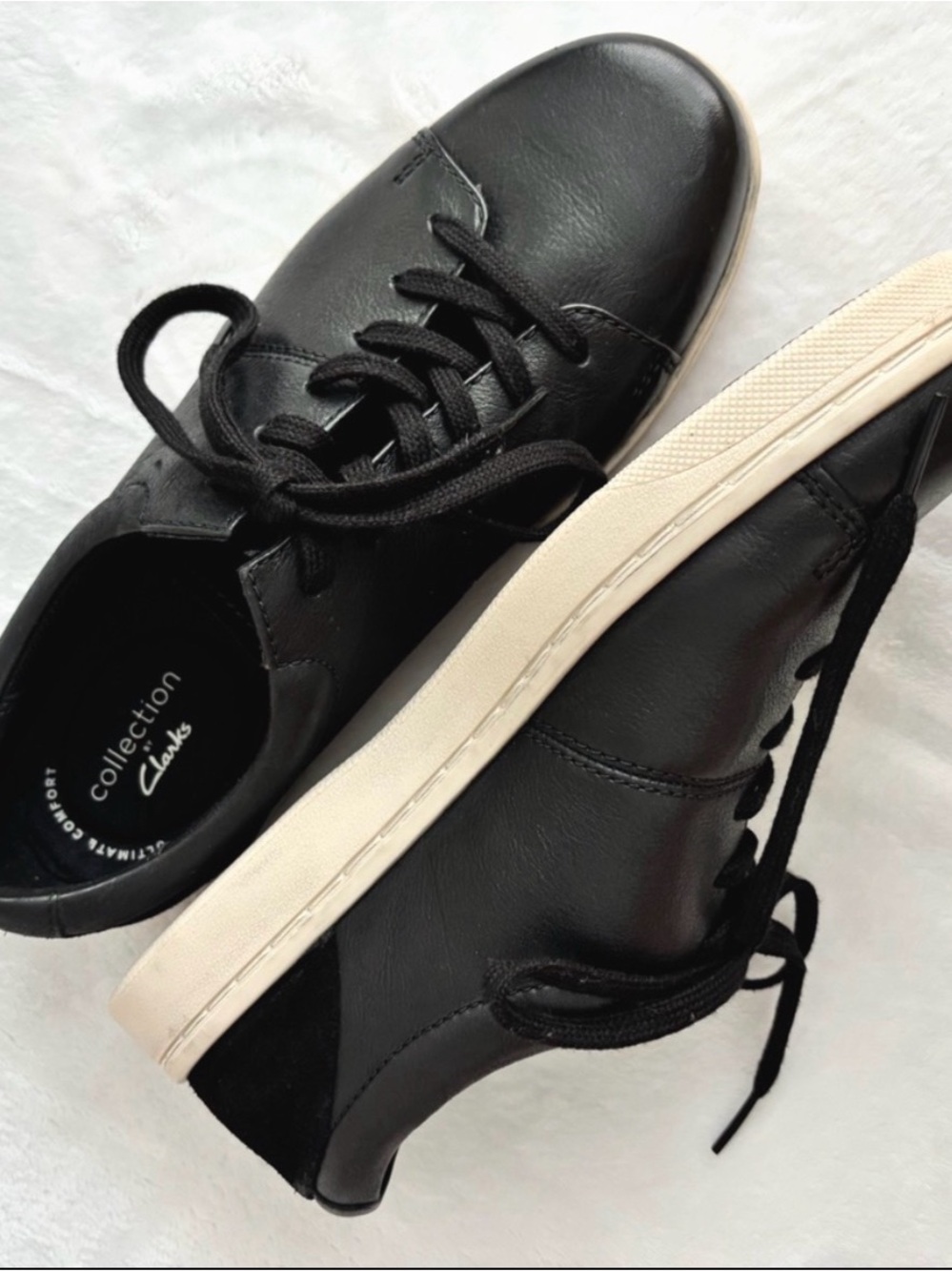 CLARKS Men's Kitna Vibe Black Leather Lace Up Sneaker--NWT—7.5